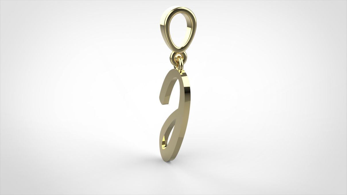 pendant alphabet hundred  J medium  3D print model_5