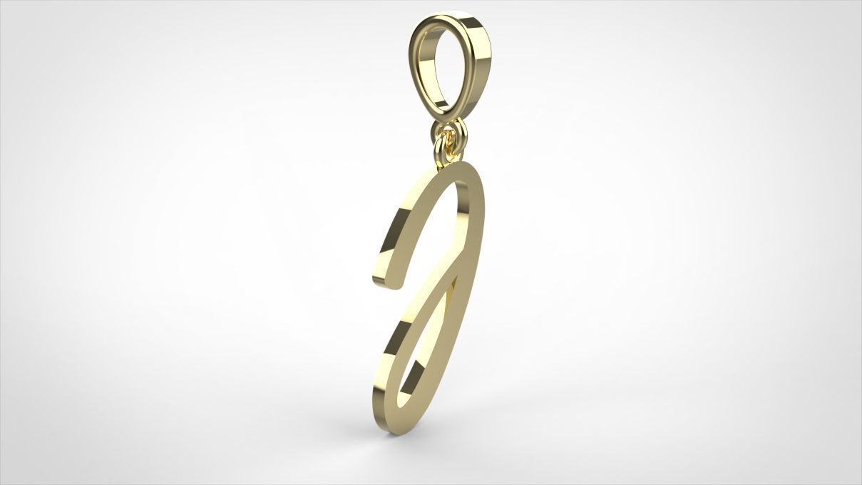 pendant alphabet hundred  J medium  3D print model_3