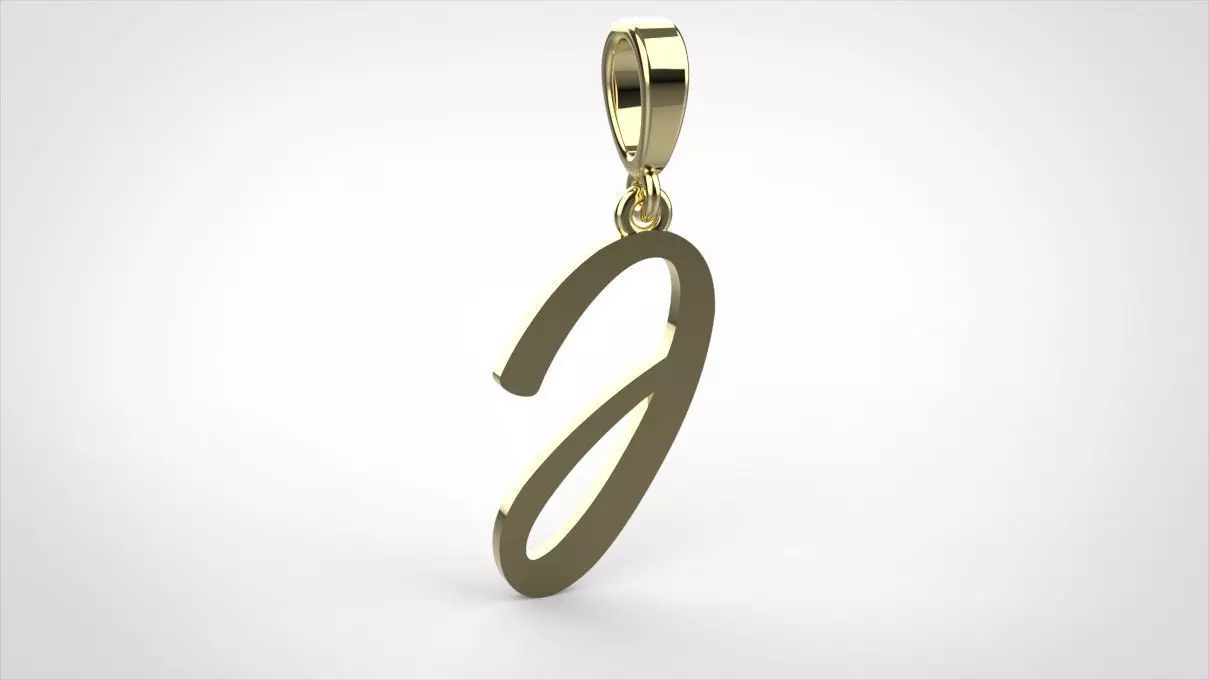 pendant alphabet hundred  J medium  3D print model_0
