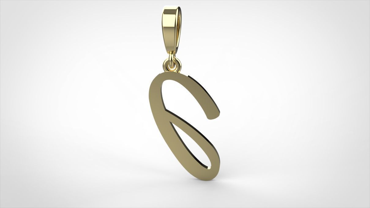 pendant alphabet hundred  J medium  3D print model_9