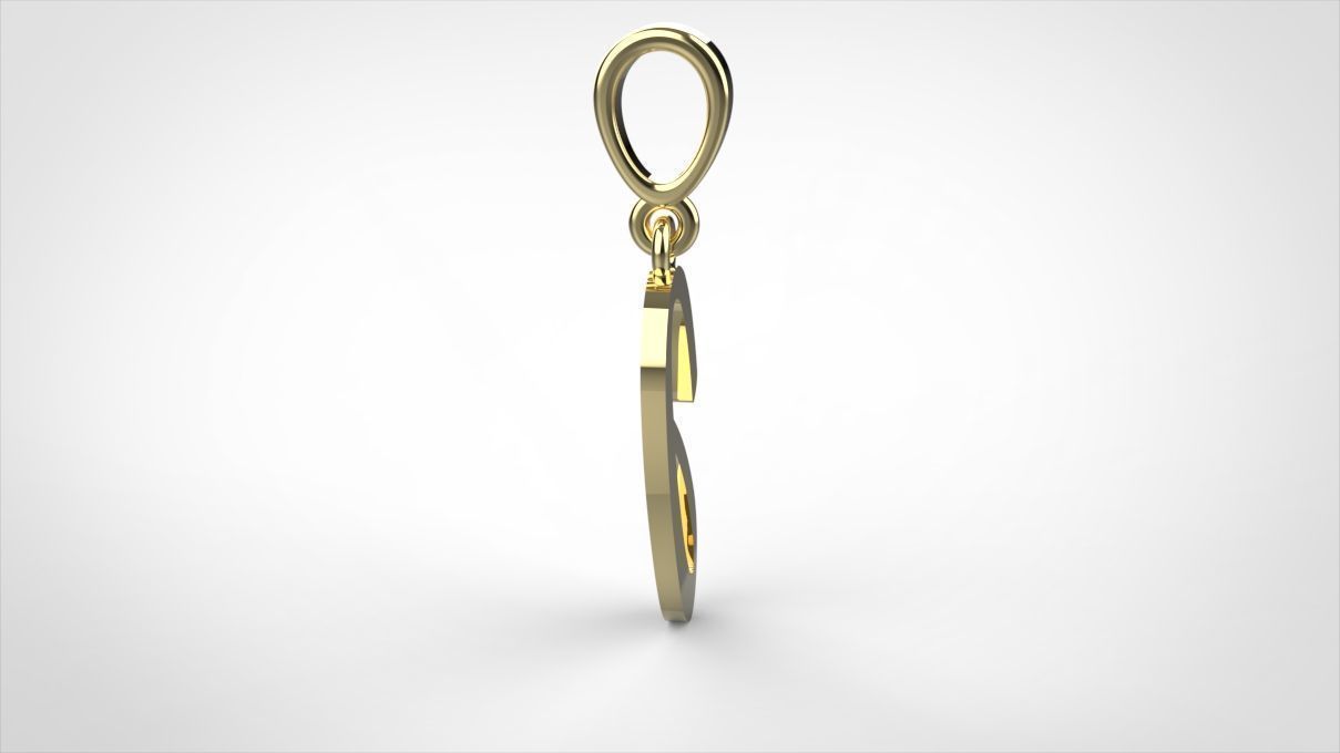 pendant alphabet hundred  J medium  3D print model_6