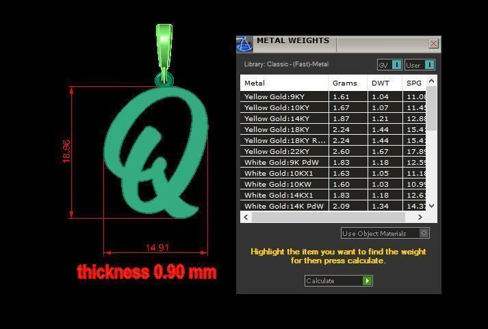  pendant alphabet hundred Q medium  3D print model_12