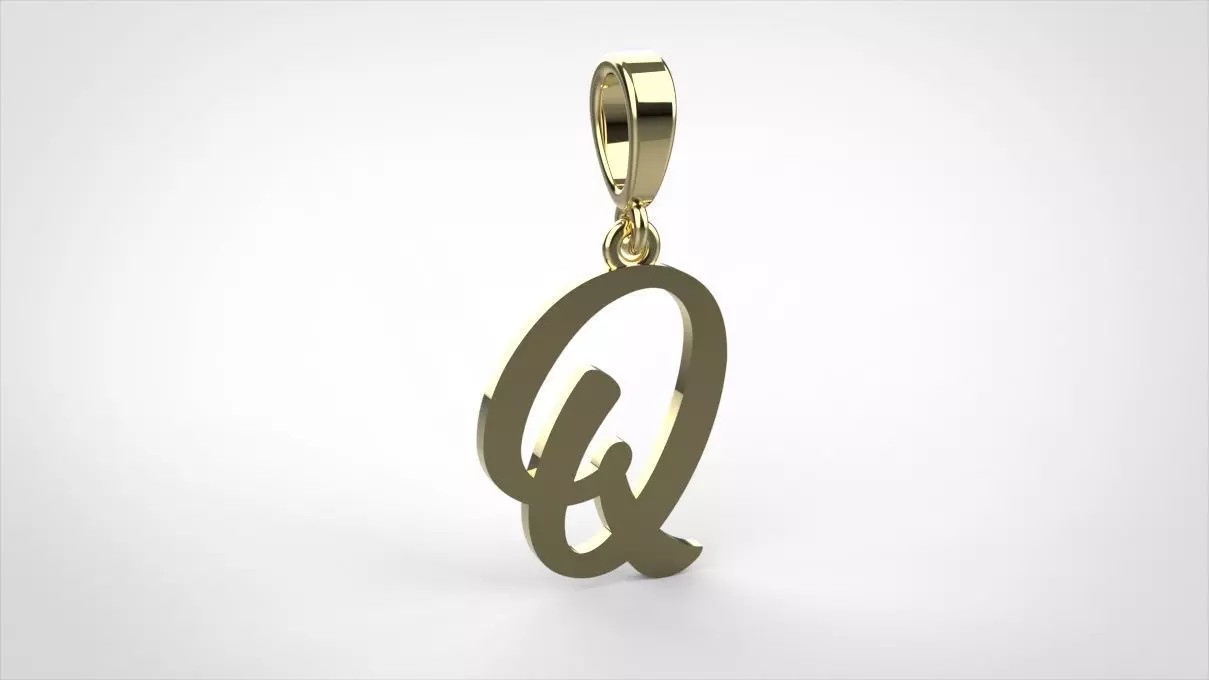  pendant alphabet hundred Q medium  3D print model_0