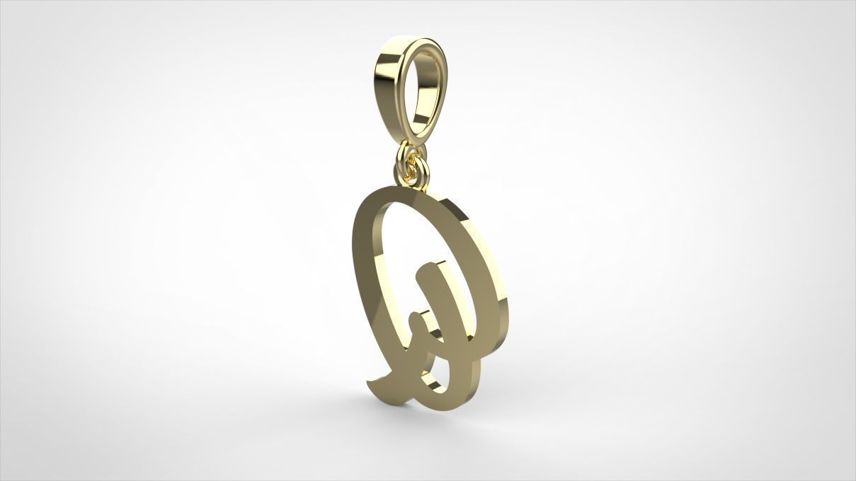  pendant alphabet hundred Q medium  3D print model_10