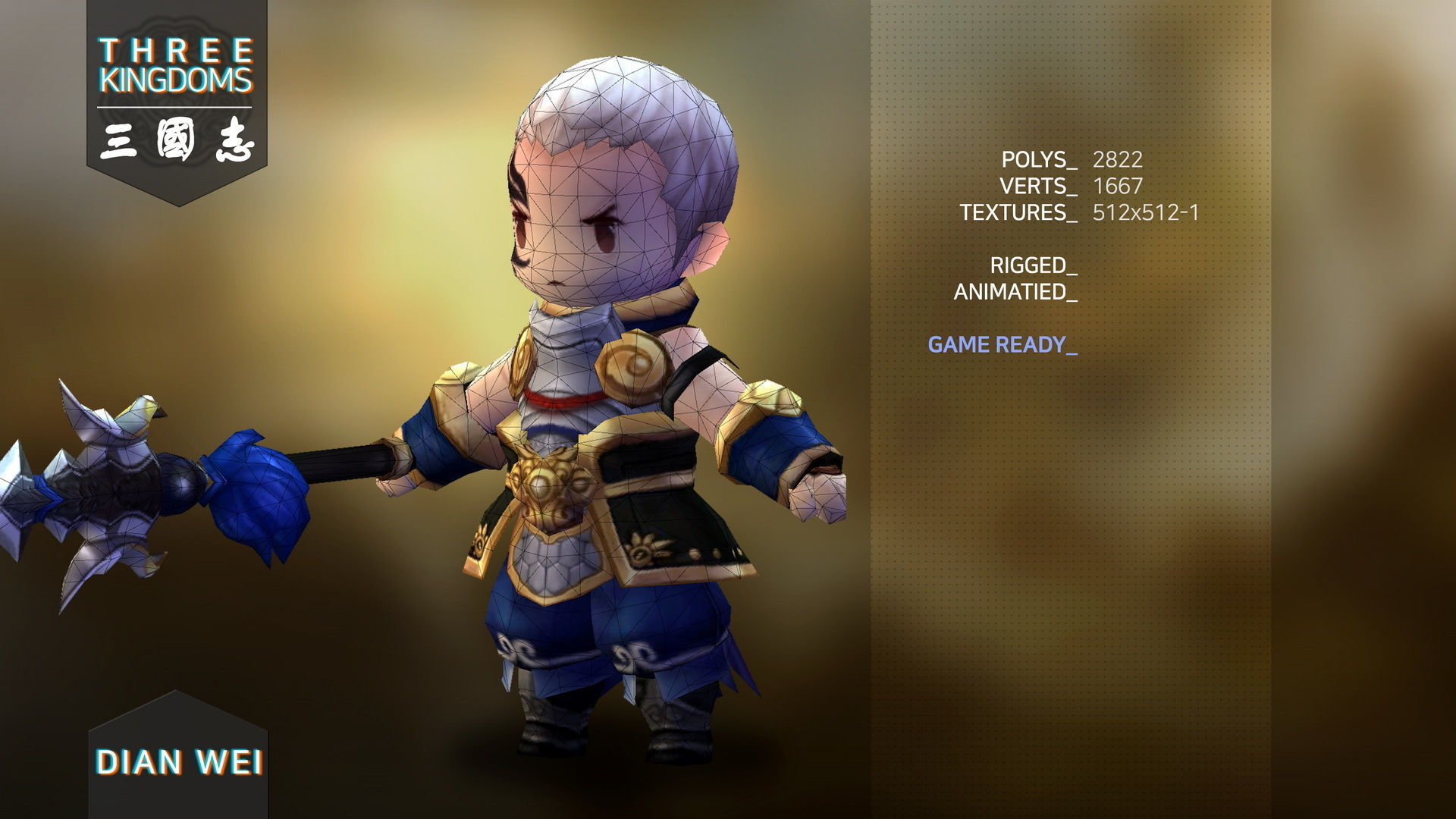 Three kingdoms - Dian Wei Low-poly 3D model_2