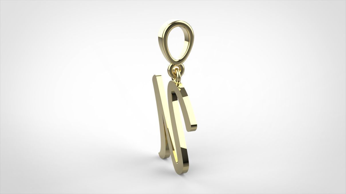 pendant alphabet hundred  U medium  3D print model_11