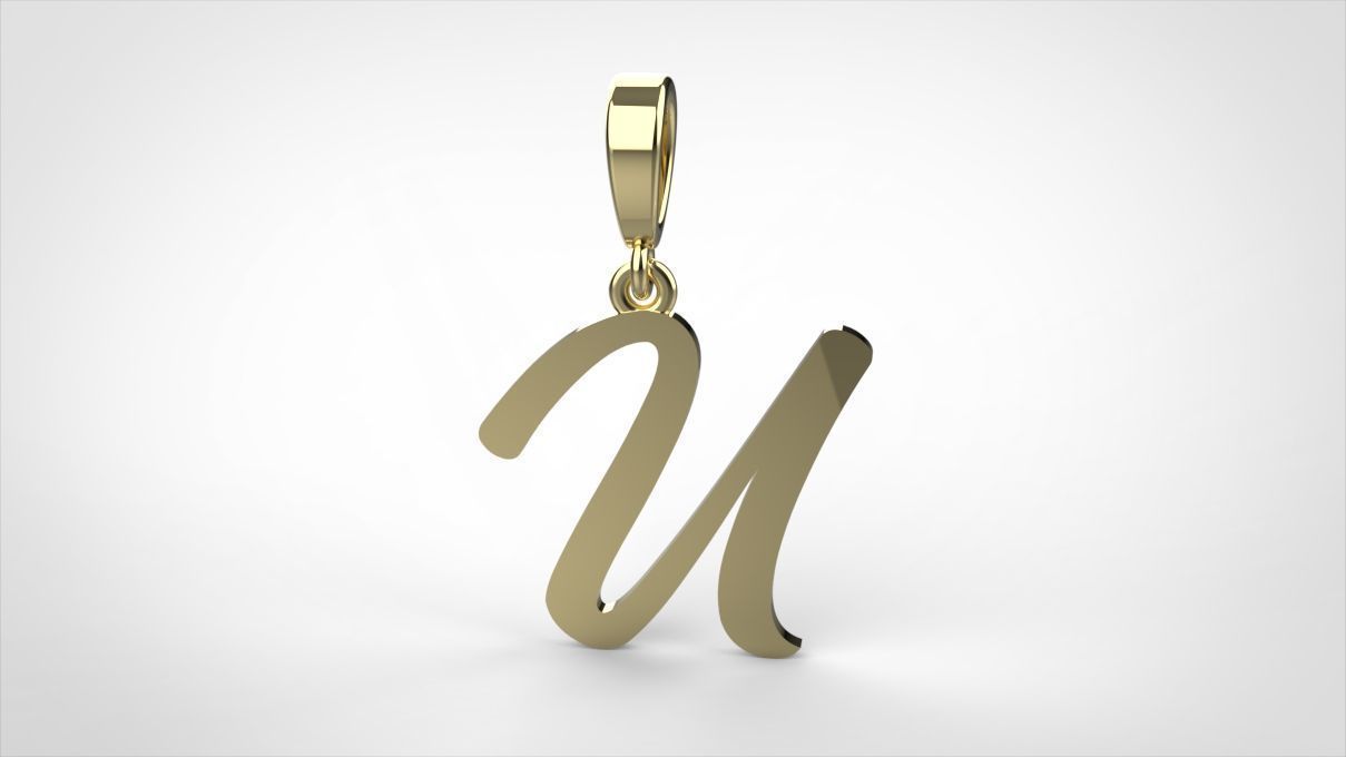 pendant alphabet hundred  U medium  3D print model_1