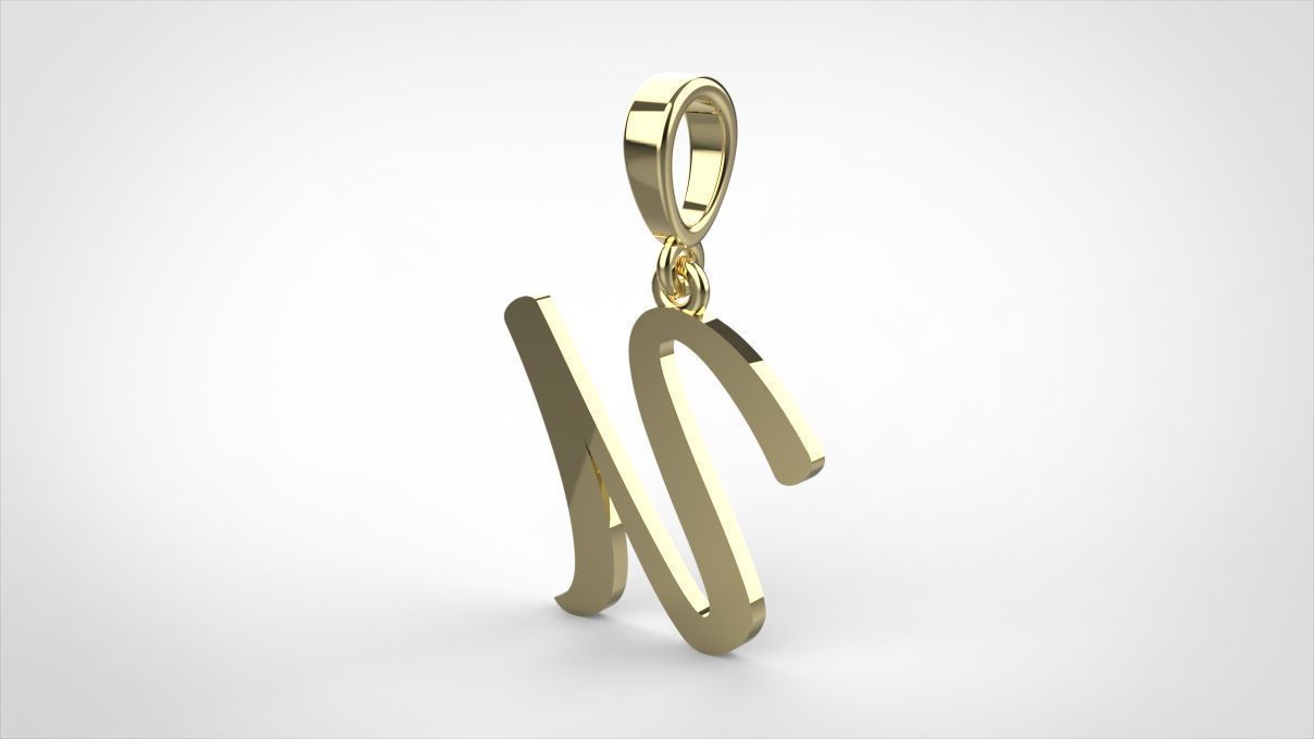 pendant alphabet hundred  U medium  3D print model_10
