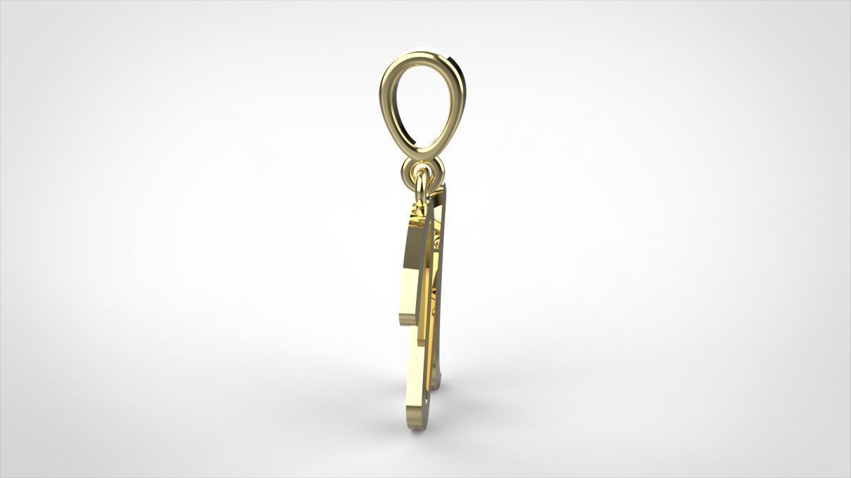 pendant alphabet hundred  U medium  3D print model_2