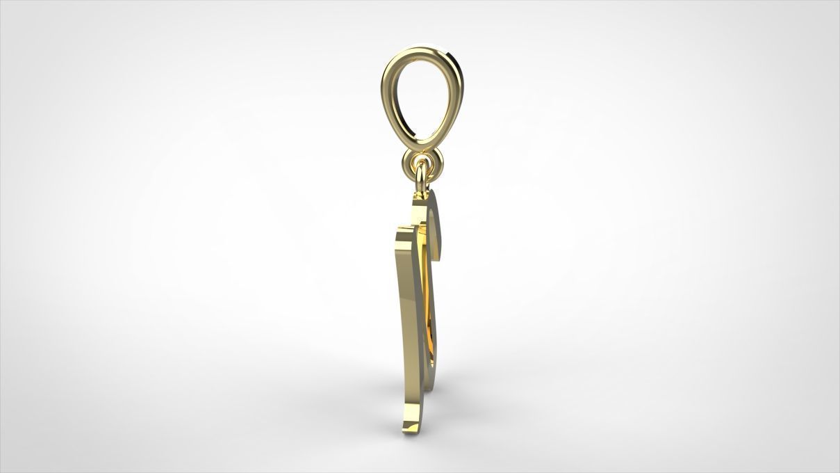 pendant alphabet hundred  U medium  3D print model_6