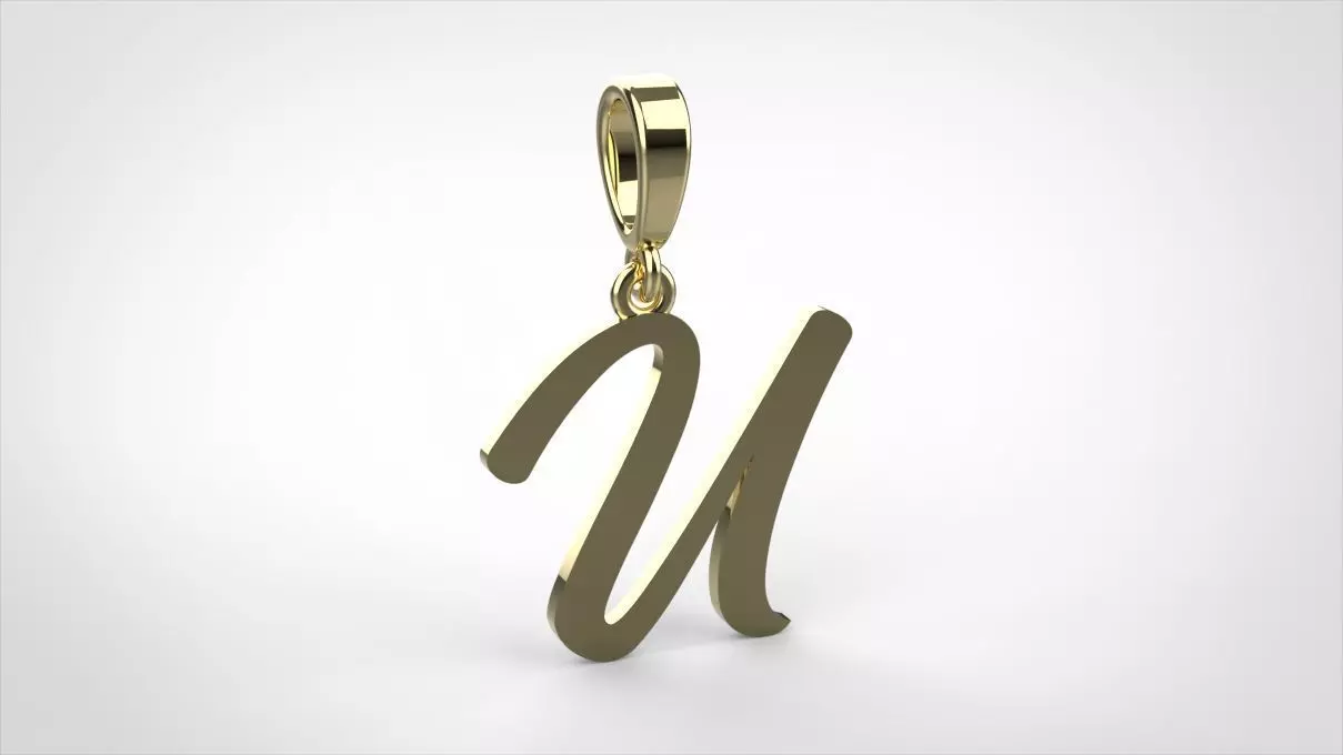 pendant alphabet hundred  U medium  3D print model_0
