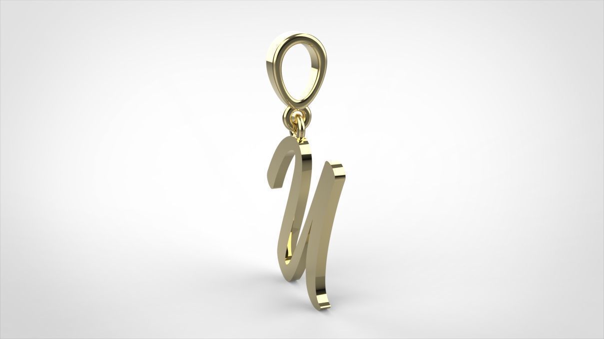 pendant alphabet hundred  U medium  3D print model_5