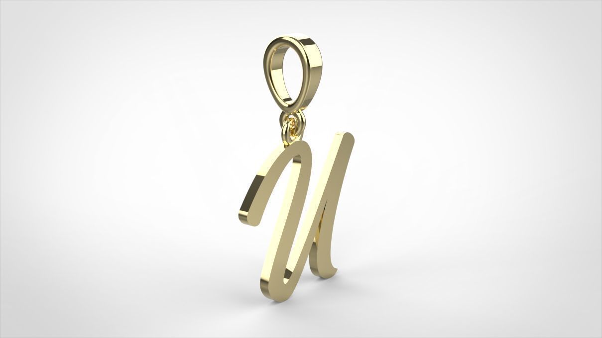 pendant alphabet hundred  U medium  3D print model_3