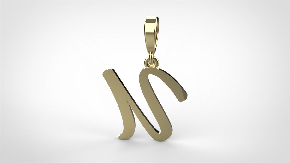 pendant alphabet hundred  U medium  3D print model_9