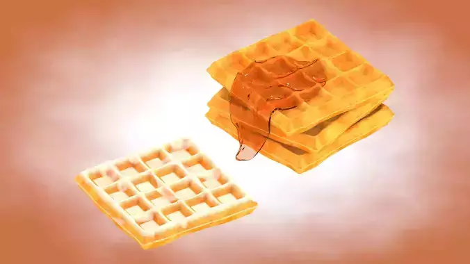 Waffles with Syrop and Sugar Powder