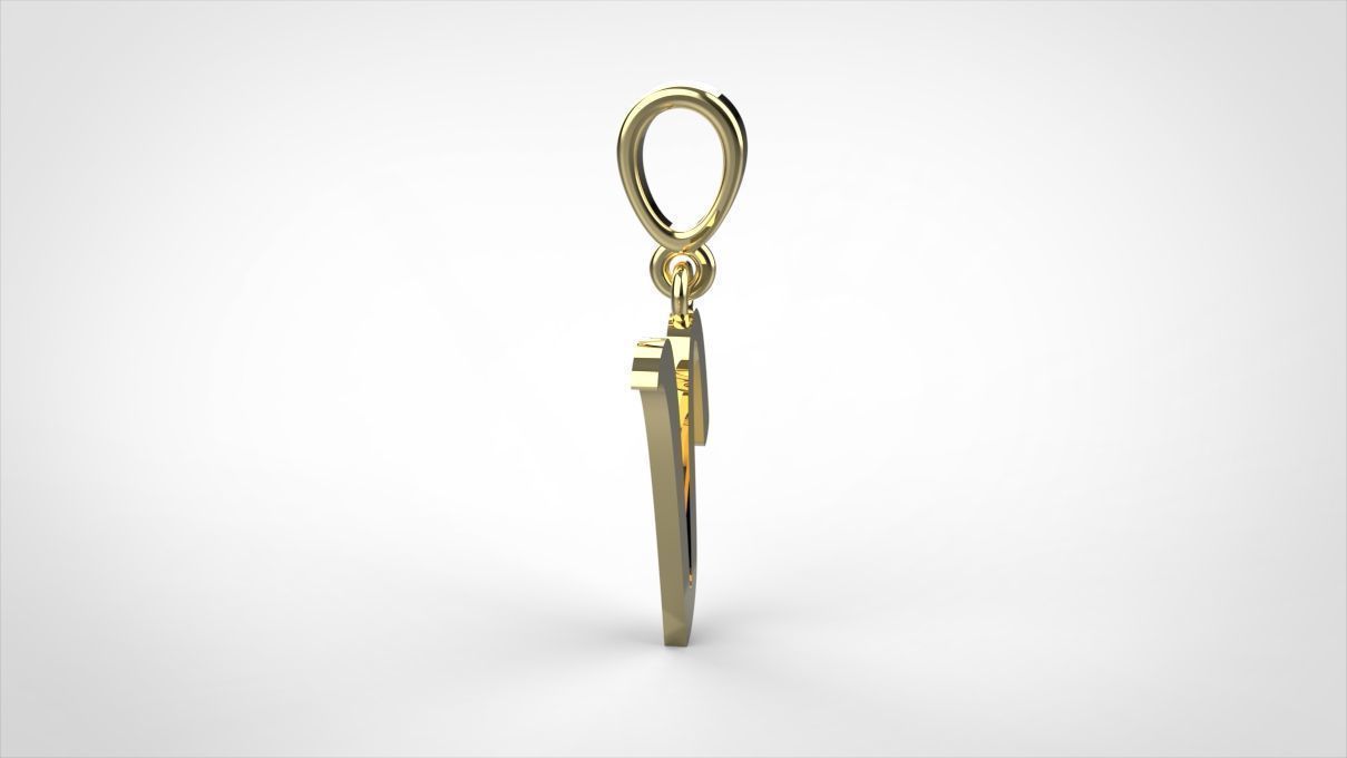  pendant alphabet hundred V medium 3D print model_6