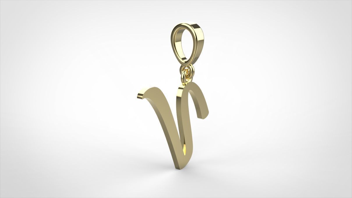  pendant alphabet hundred V medium 3D print model_7