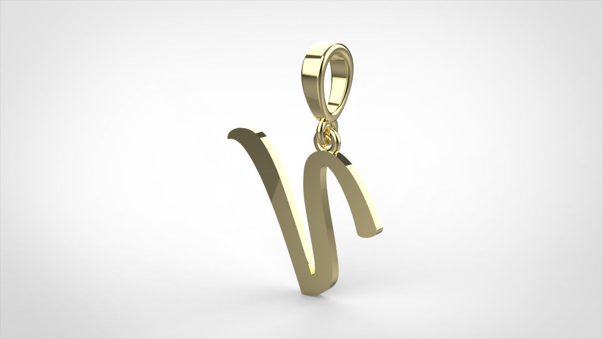  pendant alphabet hundred V medium 3D print model_10