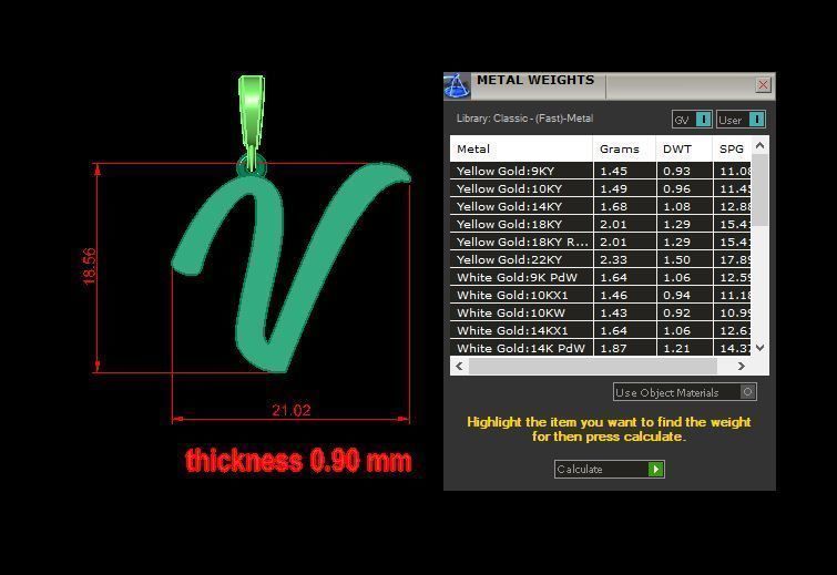  pendant alphabet hundred V medium 3D print model_12