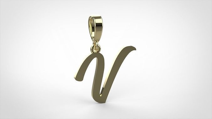  pendant alphabet hundred V medium 3D print model