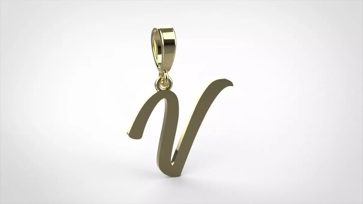  pendant alphabet hundred V medium 3D print model_0