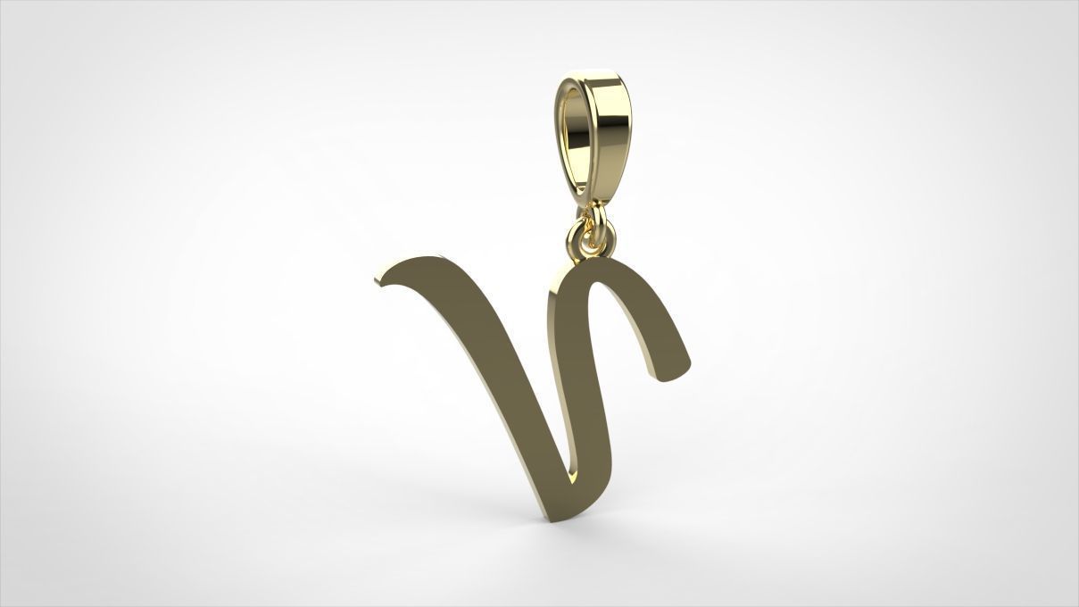  pendant alphabet hundred V medium 3D print model_8
