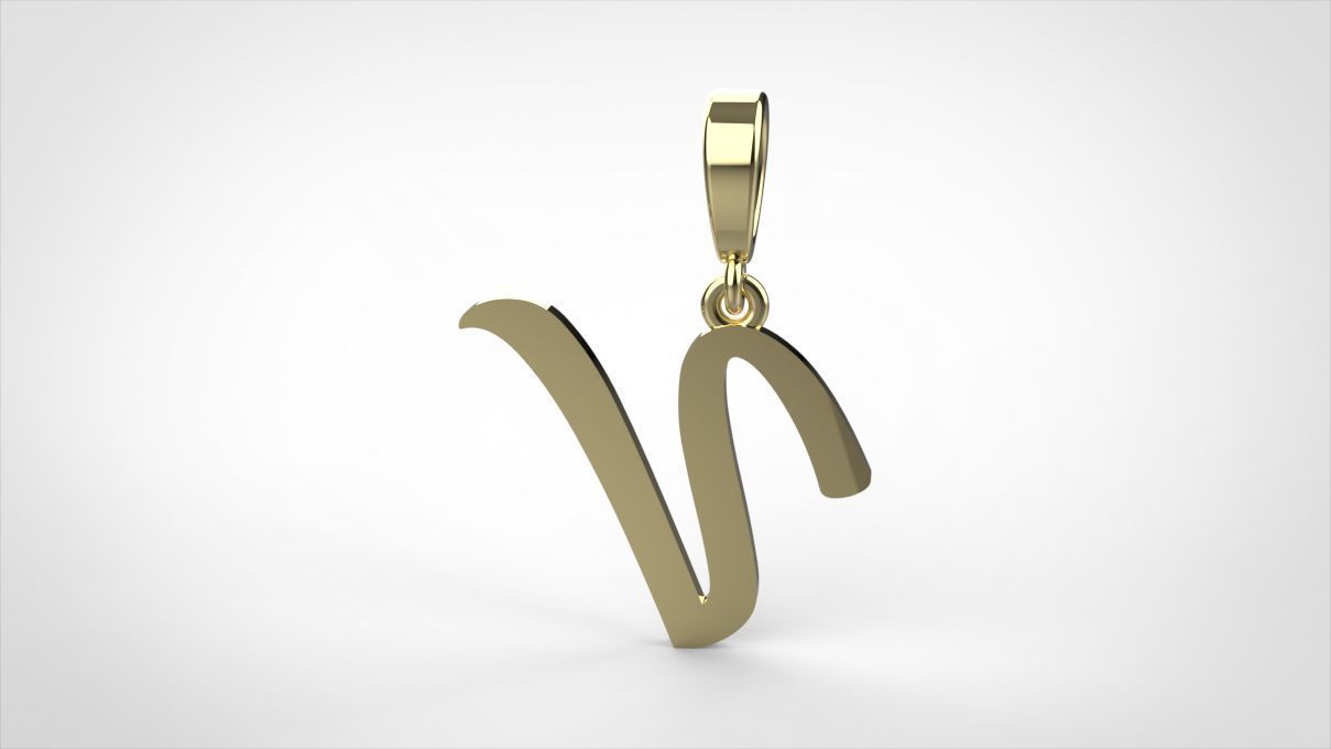  pendant alphabet hundred V medium 3D print model_9