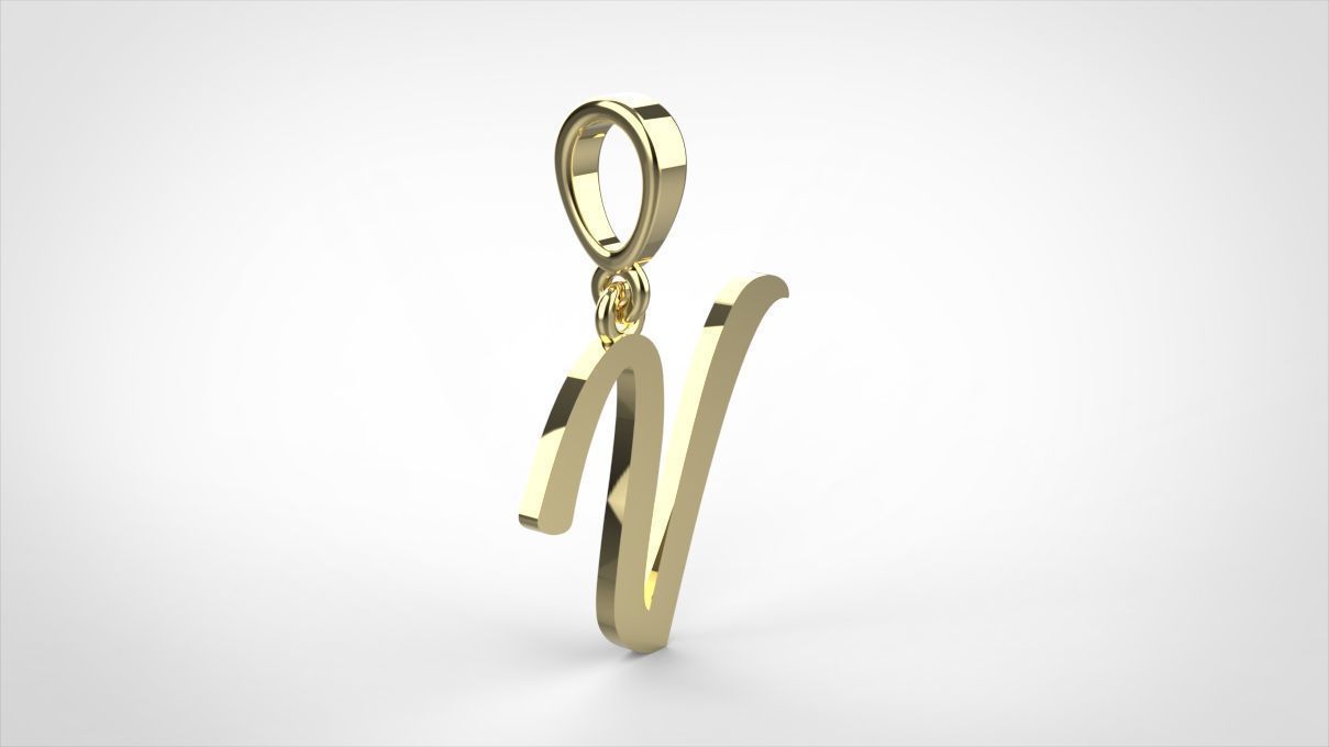  pendant alphabet hundred V medium 3D print model_3