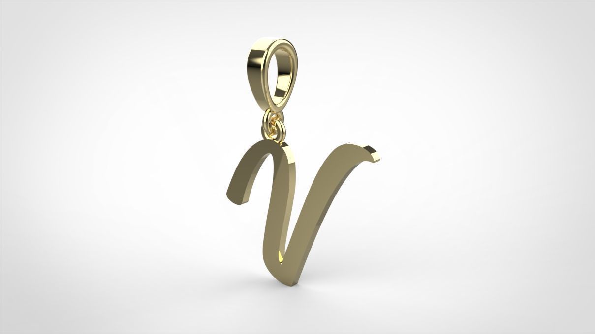  pendant alphabet hundred V medium 3D print model_4