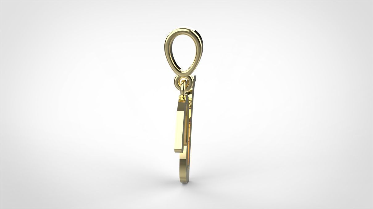  pendant alphabet hundred V medium 3D print model_2