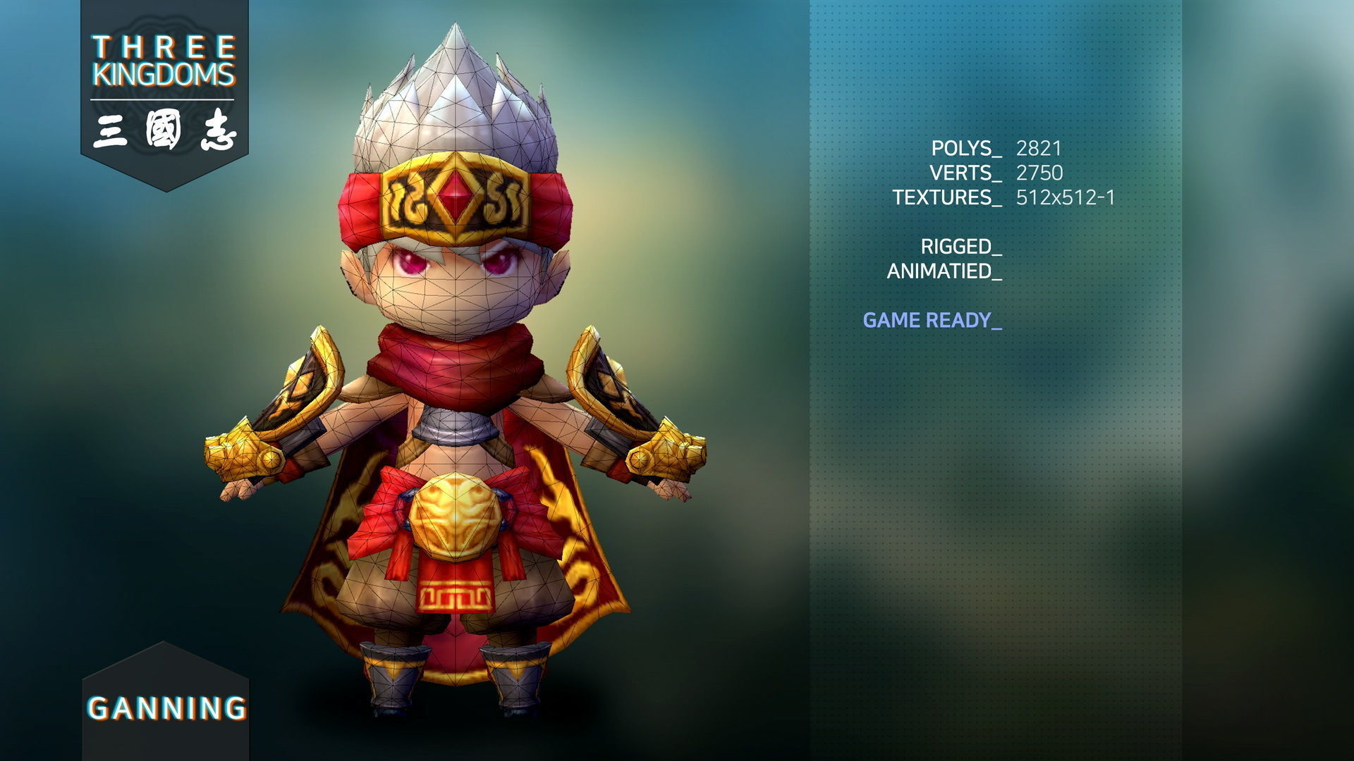 Three kingdoms - Ganning Low-poly 3D model_2