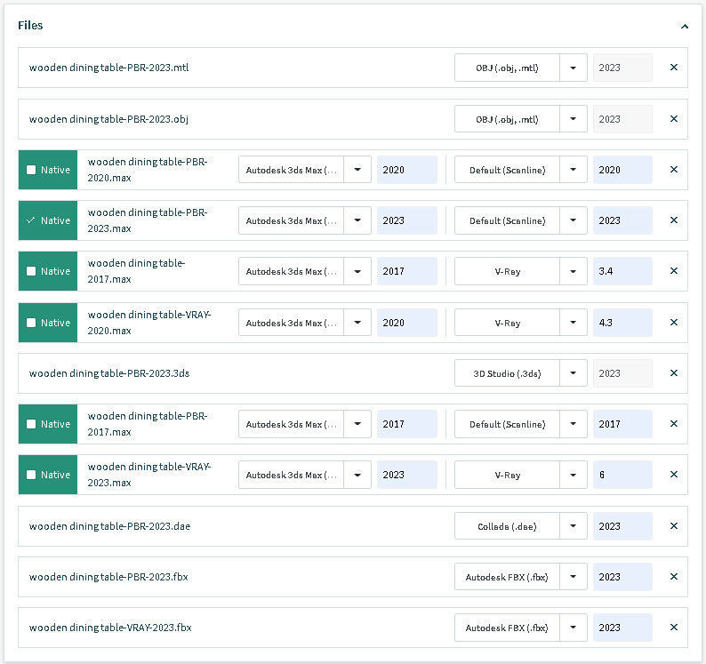 wooden dining table 3D model_13
