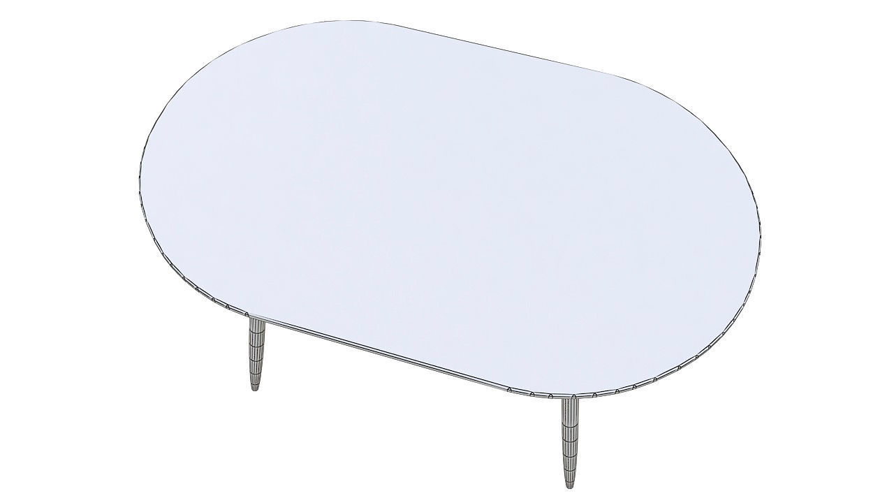 wooden dining table 3D model_5