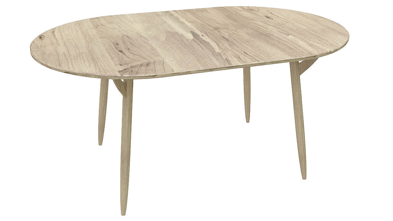 wooden dining table 3D model_2
