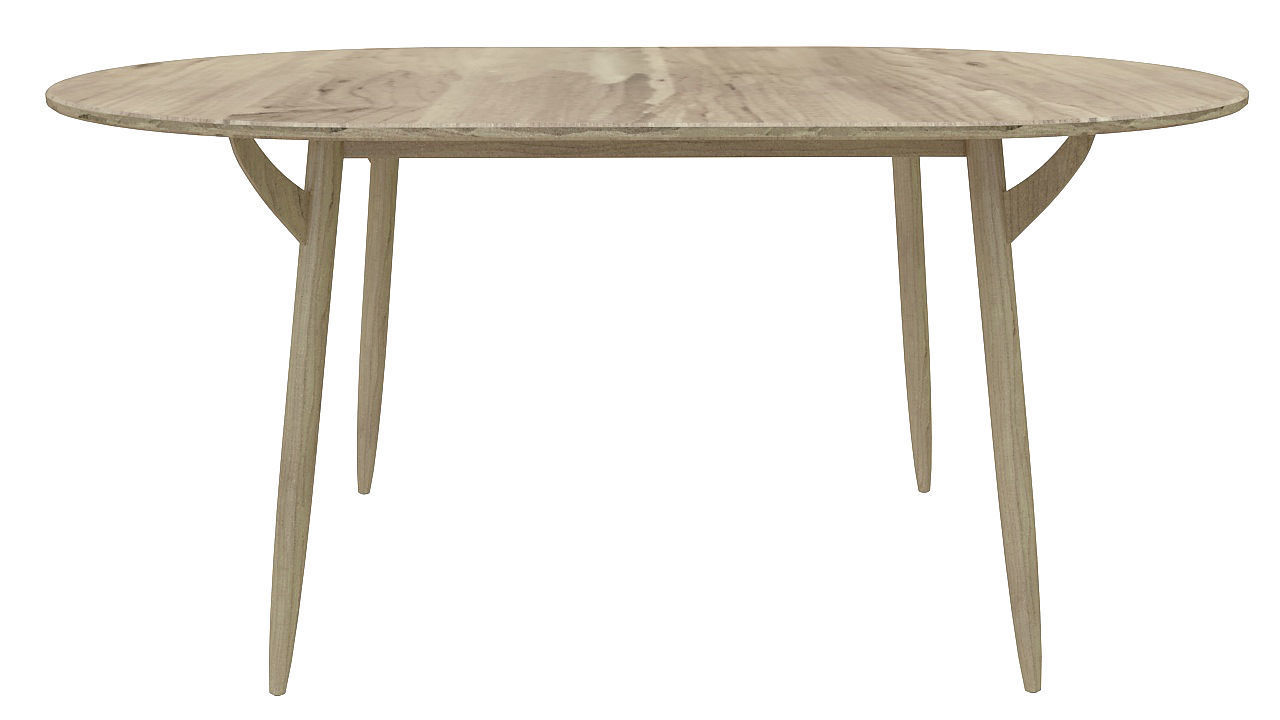 wooden dining table 3D model_3