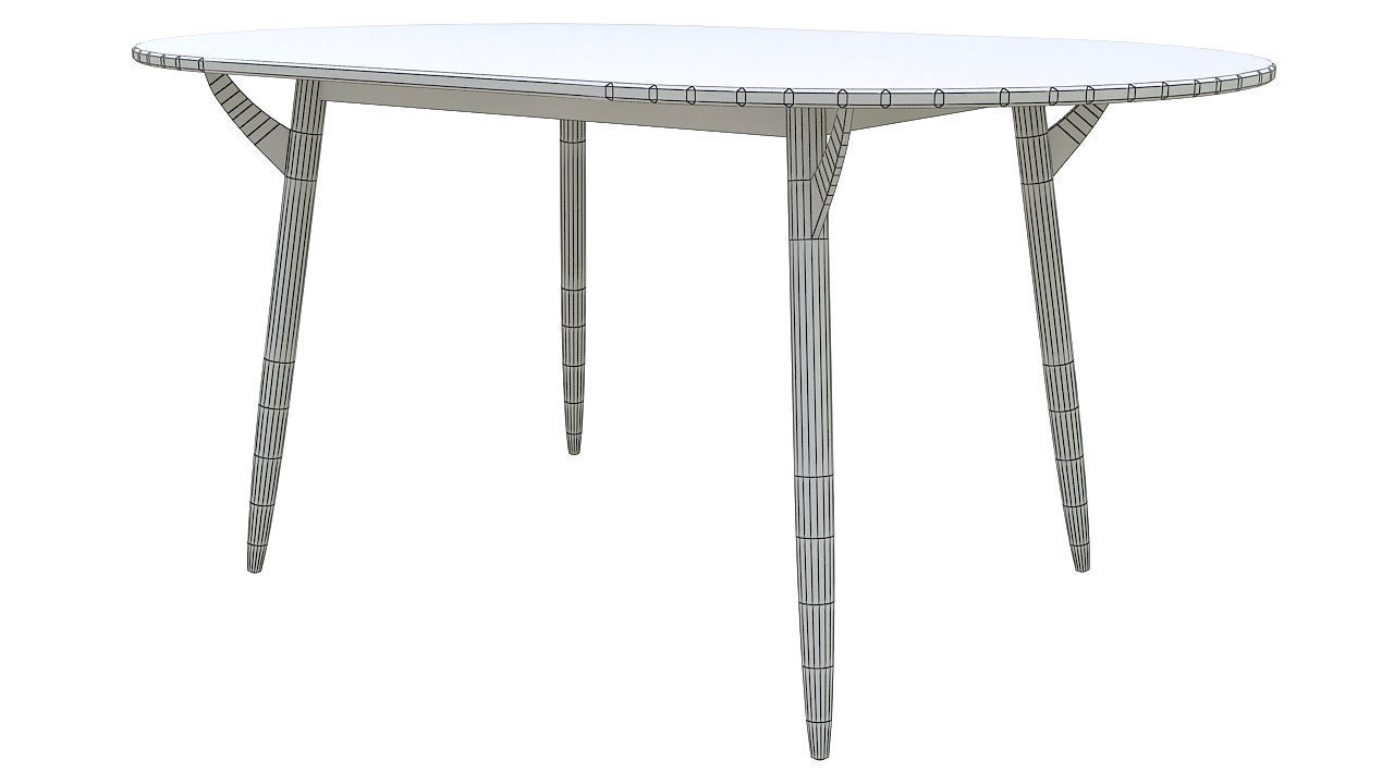 wooden dining table 3D model_6