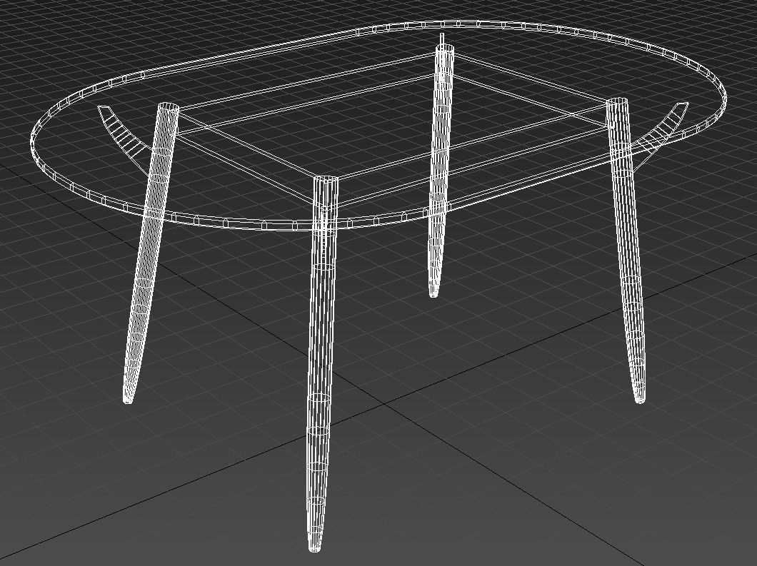 wooden dining table 3D model_8