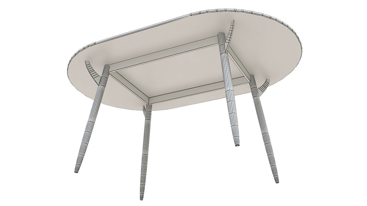 wooden dining table 3D model_7