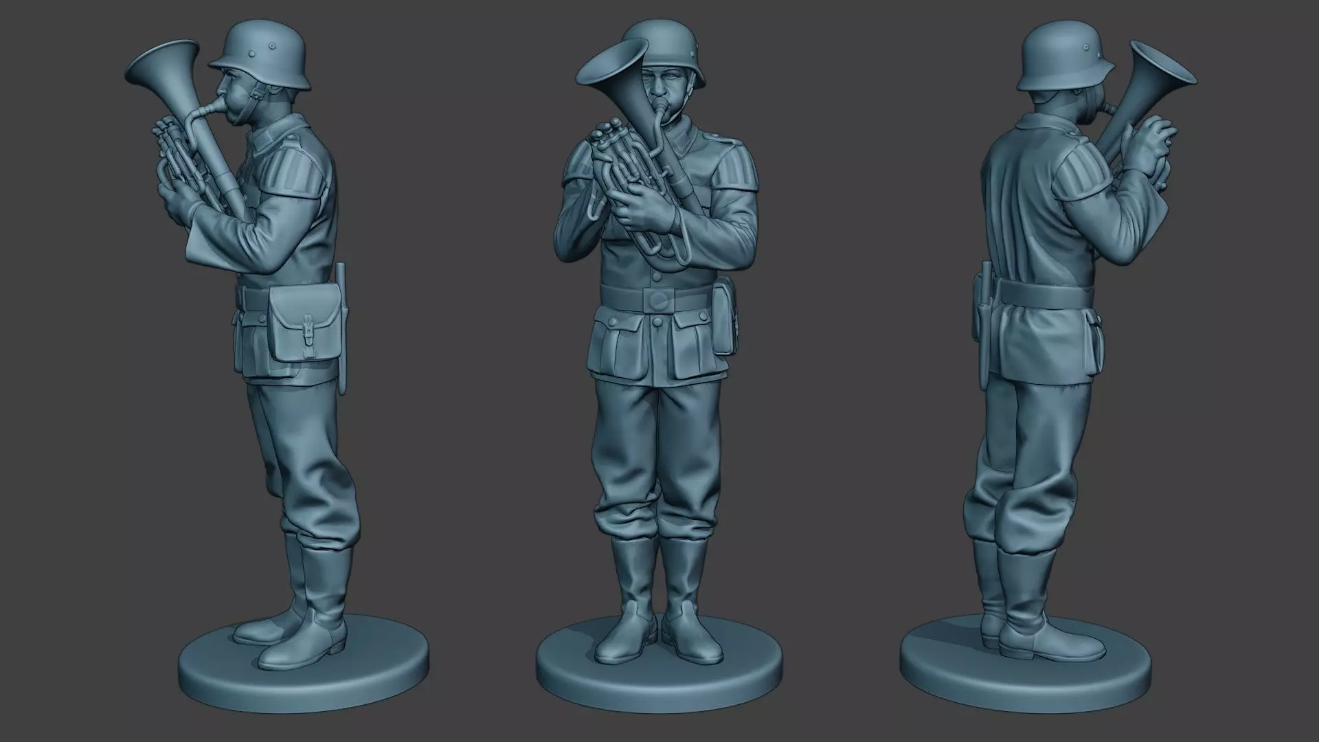 German musician soldier ww2 Stand Baritone horn G8 3D print model