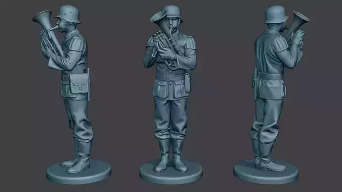 German musician soldier ww2 Stand Baritone horn G8 3D print model