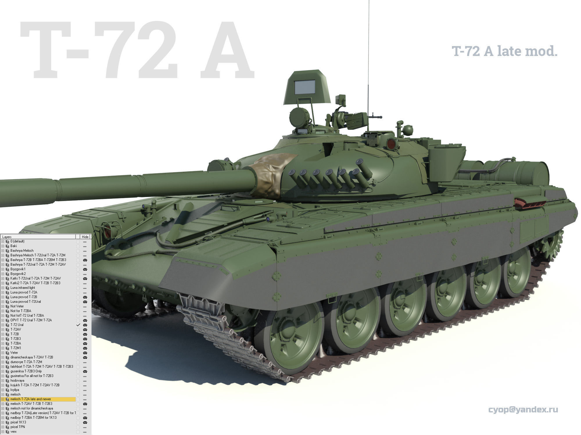 T-72 MEGA PACK all modifications of this tank 17 in1 3D model_6