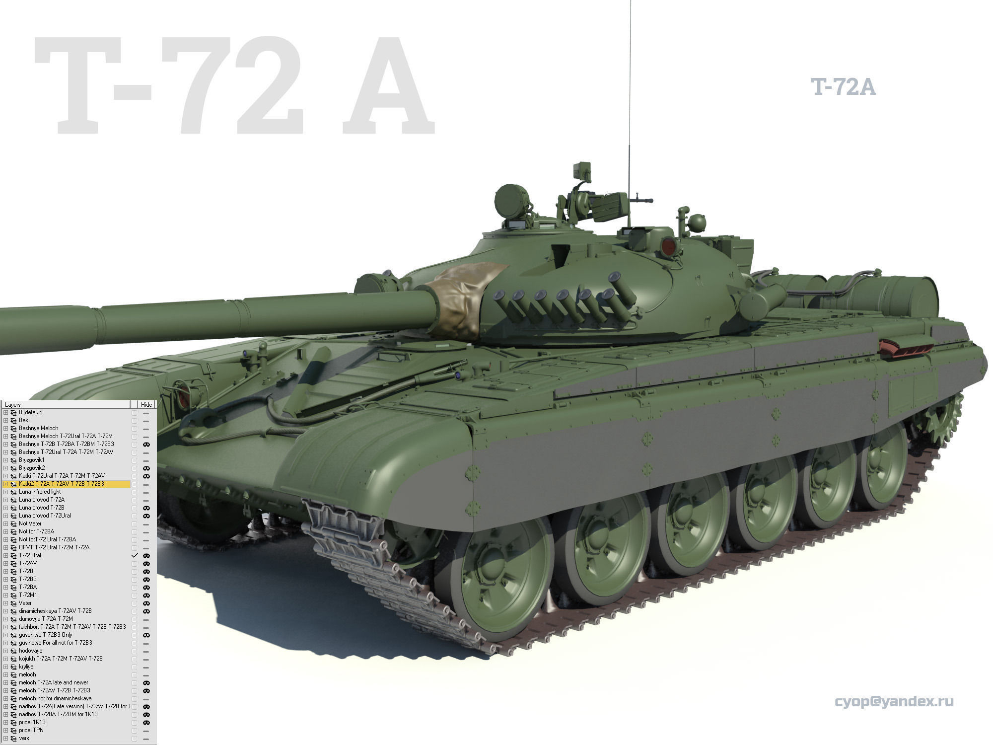 T-72 MEGA PACK all modifications of this tank 17 in1 3D model_4