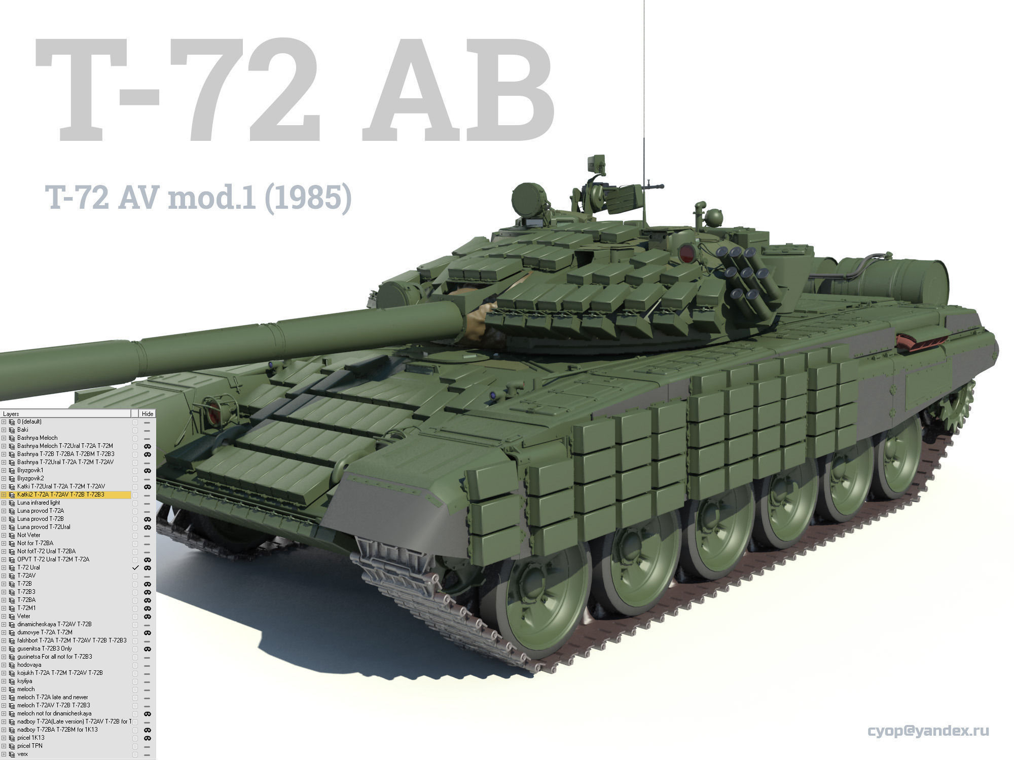 T-72 MEGA PACK all modifications of this tank 17 in1 3D model_8