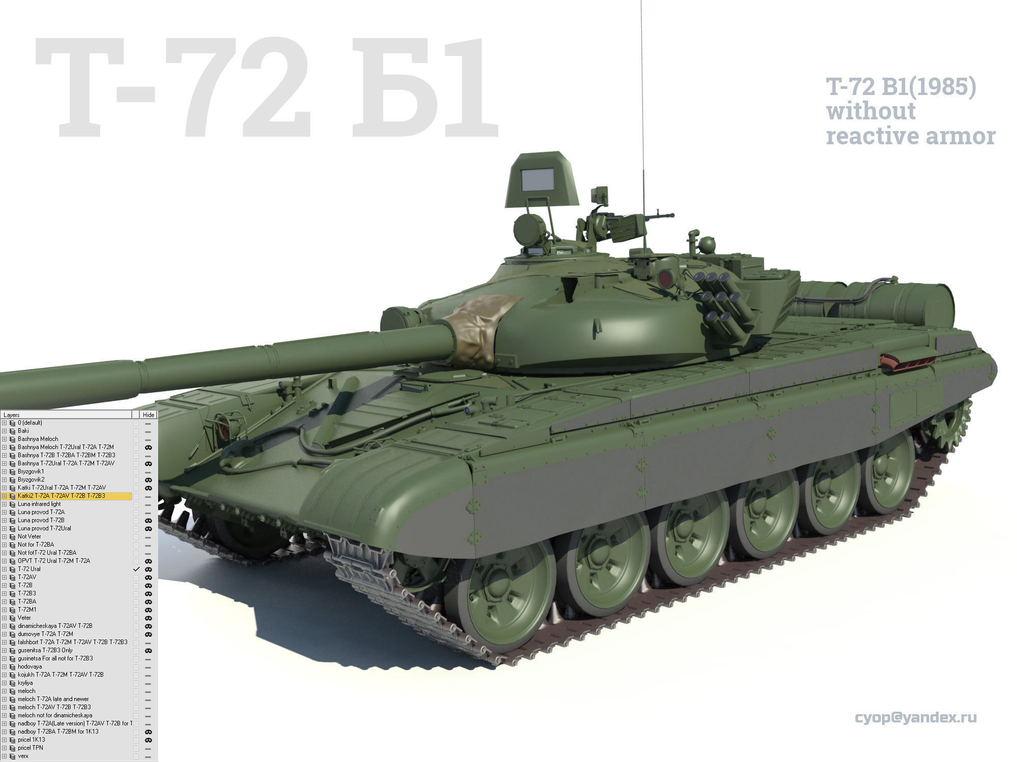 T-72 MEGA PACK all modifications of this tank 17 in1 3D model_10