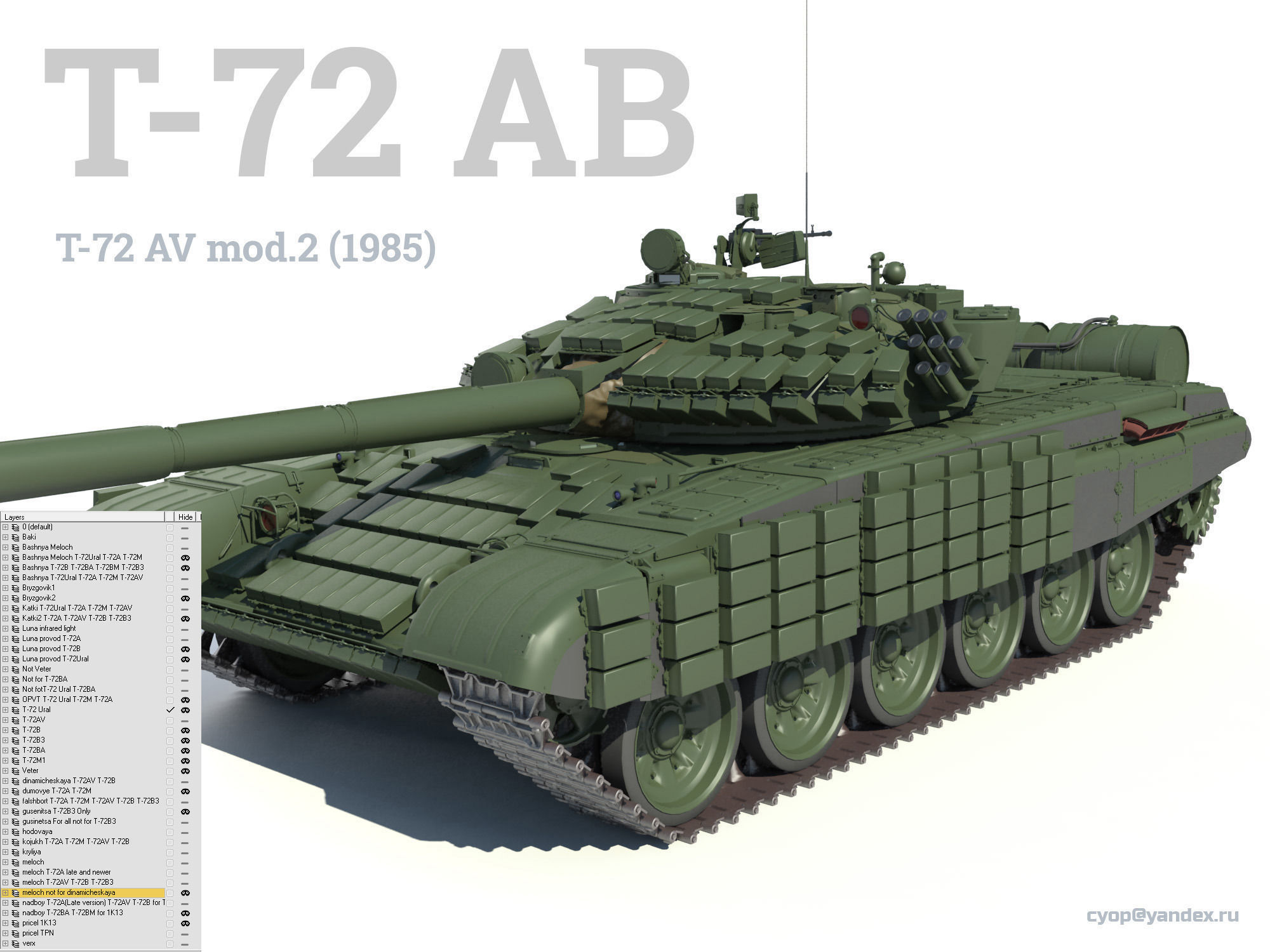 T-72 MEGA PACK all modifications of this tank 17 in1 3D model_9