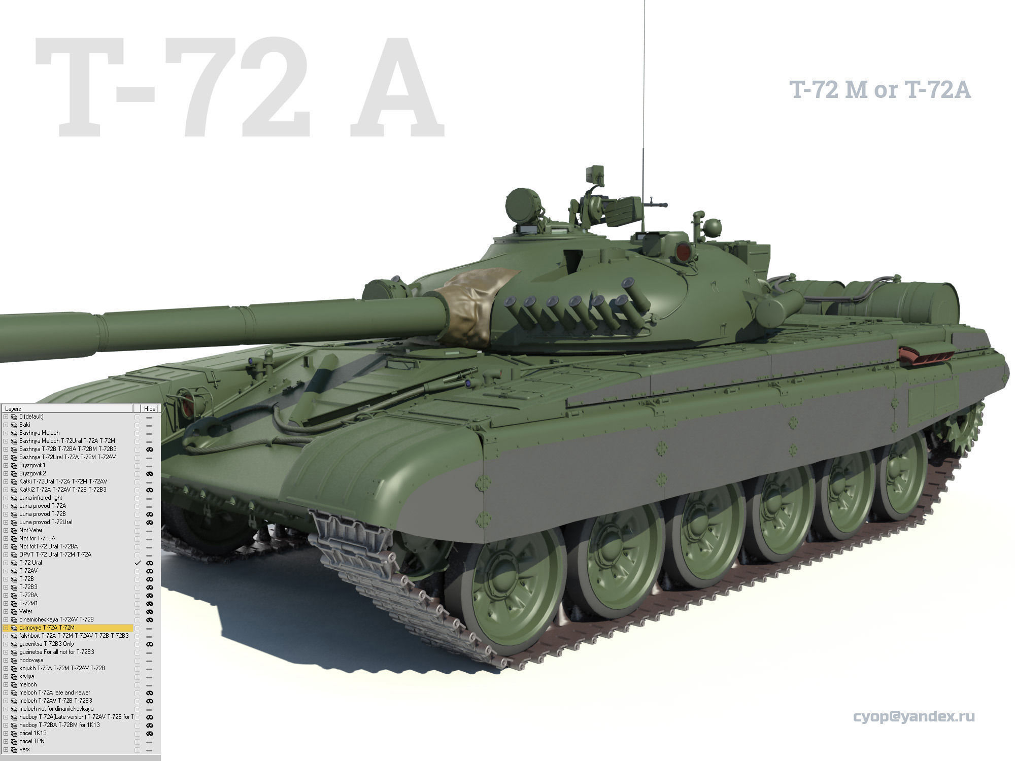 T-72 MEGA PACK all modifications of this tank 17 in1 3D model_5