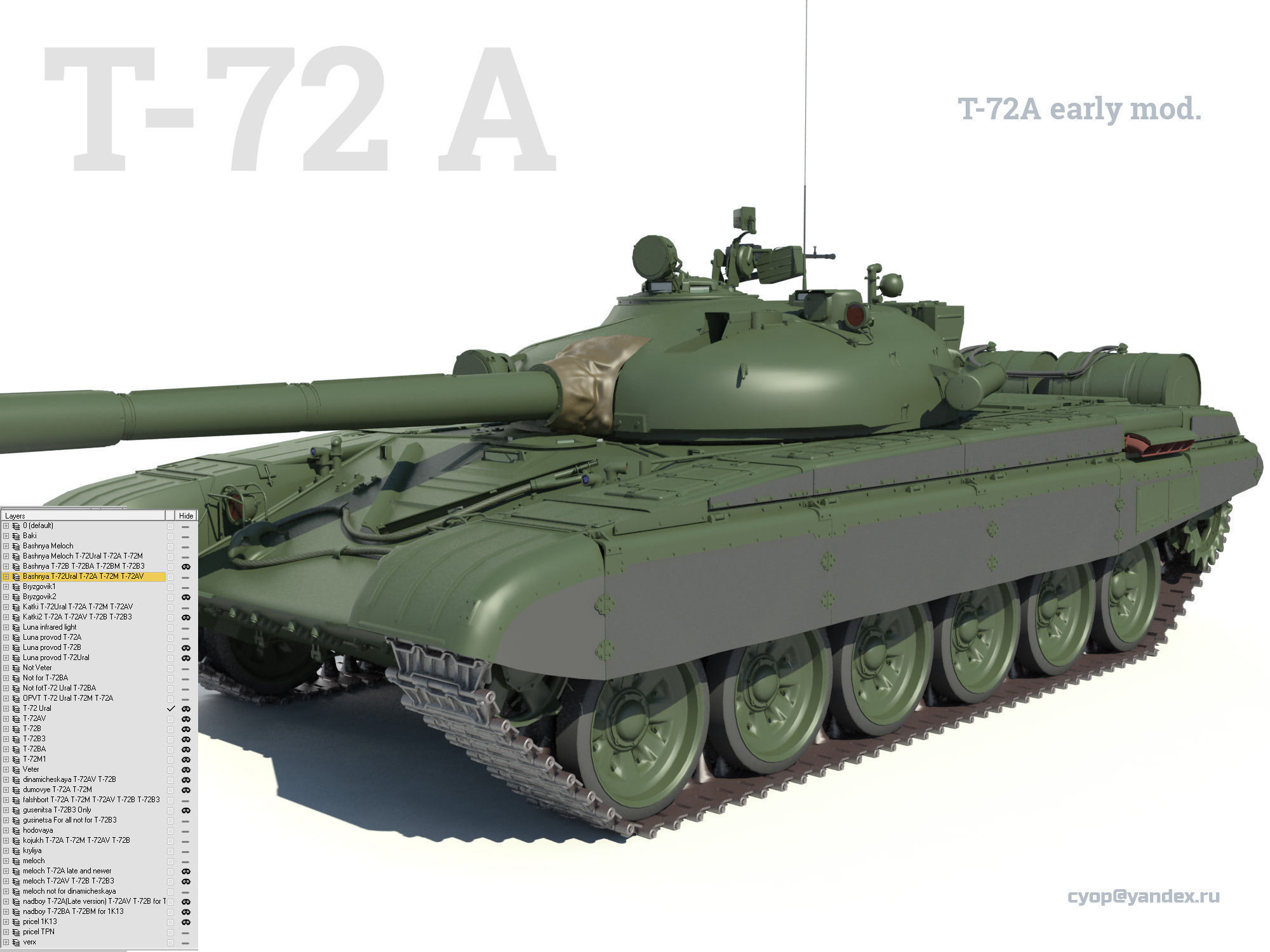 T-72 MEGA PACK all modifications of this tank 17 in1 3D model_3