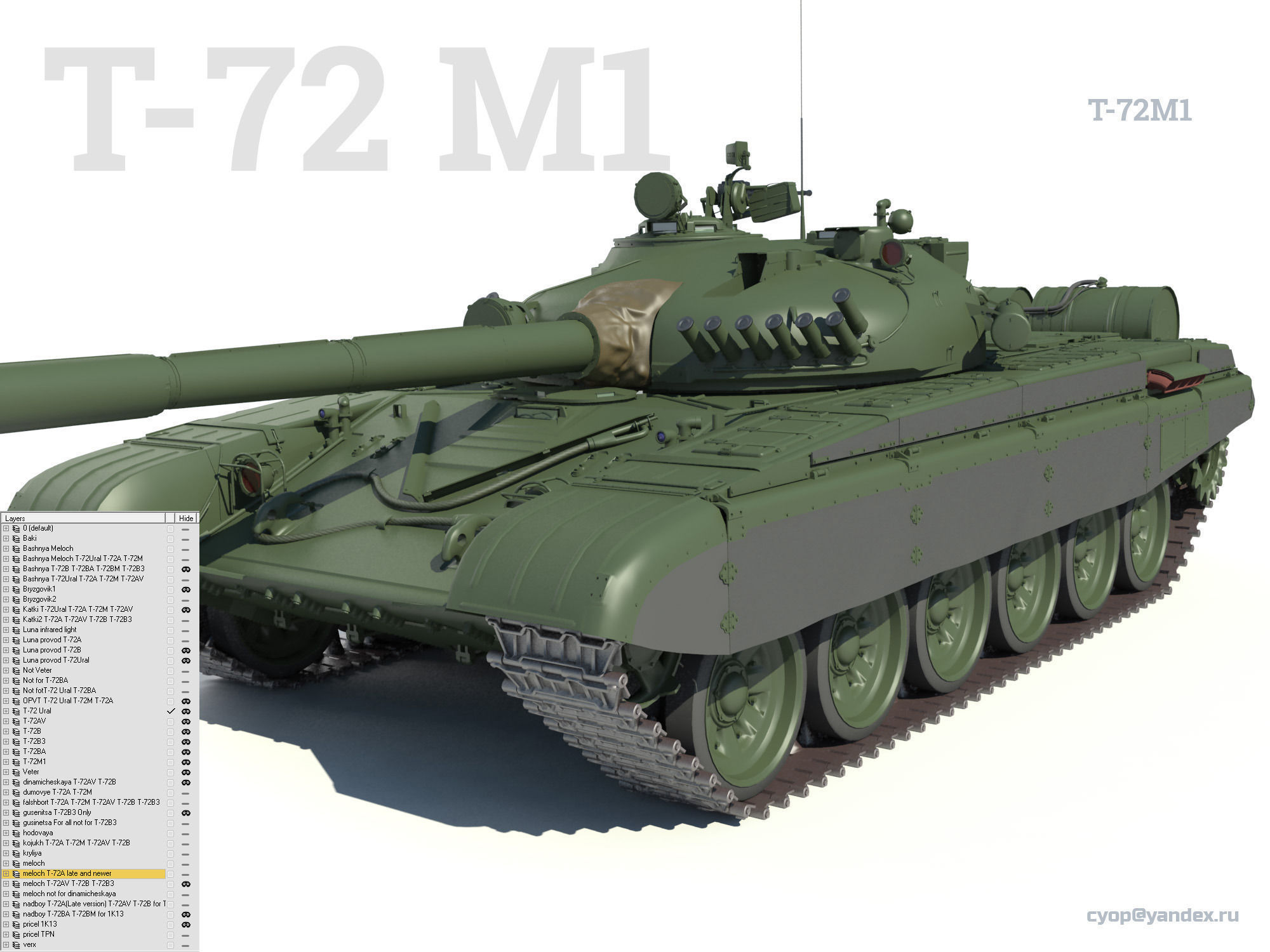 T-72 MEGA PACK all modifications of this tank 17 in1 3D model_7