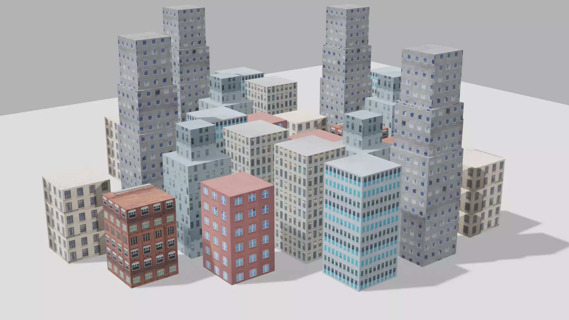 City Scape Low-poly 3D model_0