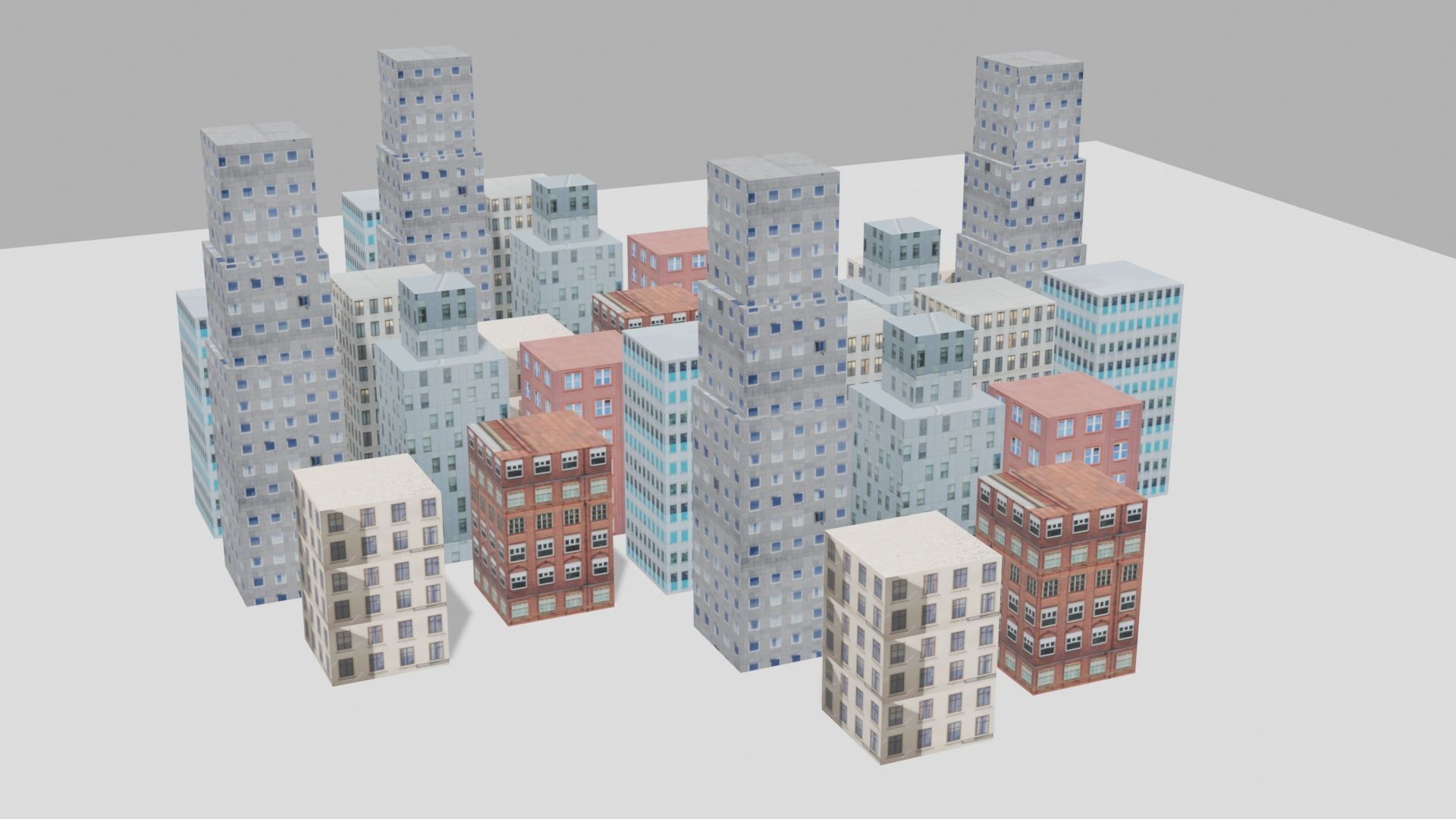 City Scape Low-poly 3D model_1